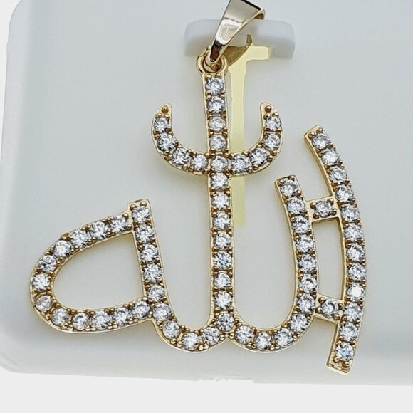 14K Gold Plated 925 sterling silver luxury CZ Pendant, RJUS2085 - Picture 1 of 11